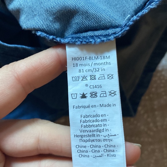 Smiley Baby Jean Dress w Patch detail - Picture 5 of 5